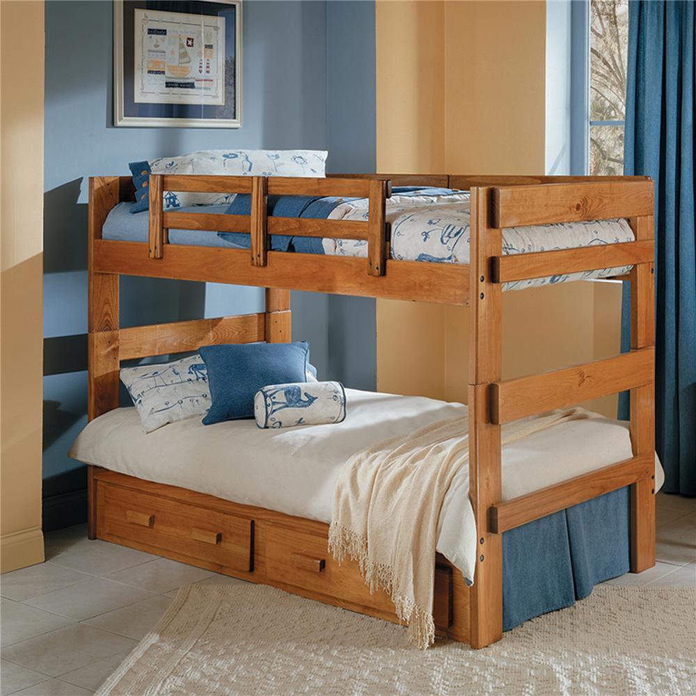 Woodcrest Heartland BR Split Bunk Bed with Storage Mueller Furniture Bunk Beds